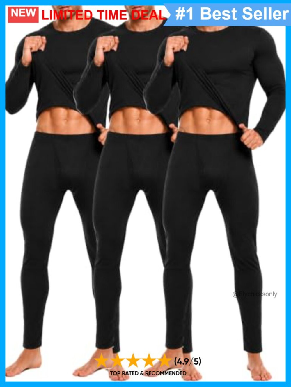 Men's Fleece Lined Thermal Underwear Set Long Johns Base Layer